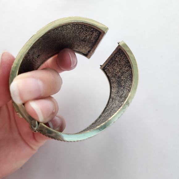 HEIDI DAUS Art Deco Black Leather Swarovski Crystal Cuff Bangle Bracelet Big - Picture 8 of 10